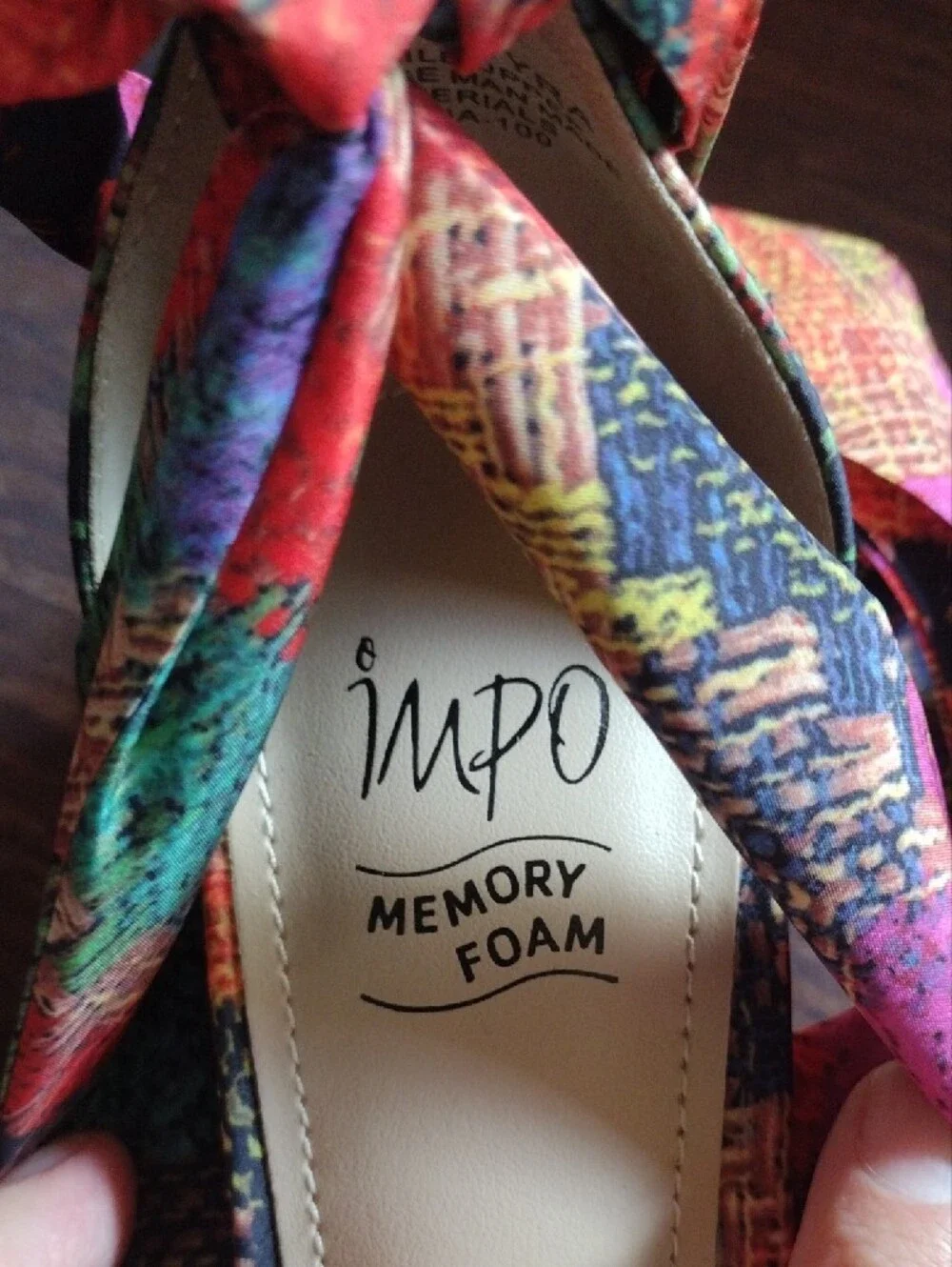 Impo Multicolor Ankle Tie Cork Wedge Sandals With Memory Foam Size 8.5 NWOT